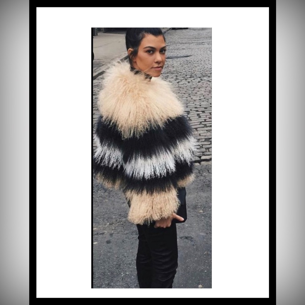 PAM & GELA Mongolian Lamb Colorblock Jacket